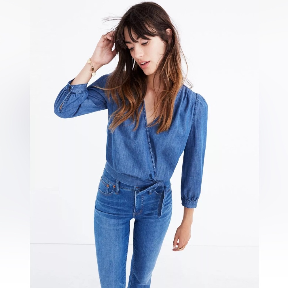 Madewell Blue Wrap Top